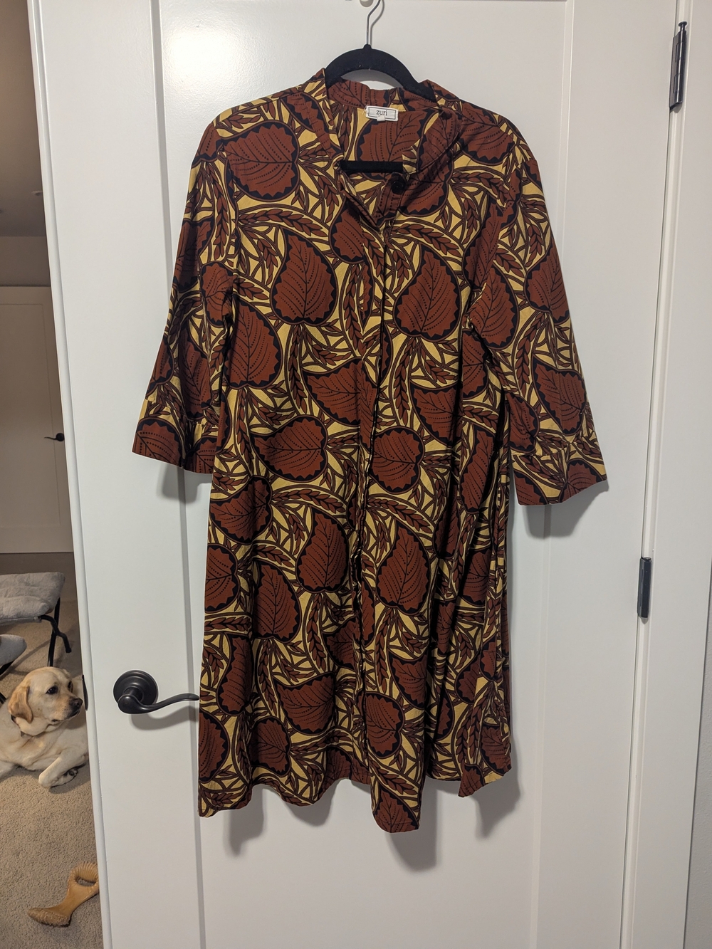 Zuri Brown Leaf-Print  Dress
